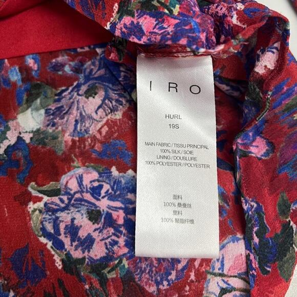 IRO Structured Shoulder V-Neck Hurl Floral Silk Blouse size FR 32 (US XXS) - Picture 7 of 9